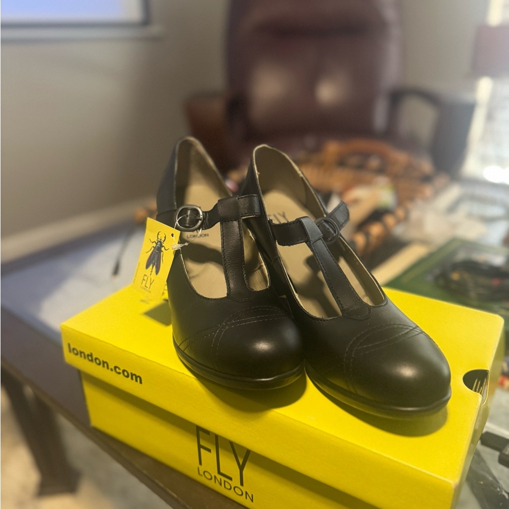 Fly London Black Mary Jane Heels | EU 38 (US 7) | New With Box - Picture 2 of 4